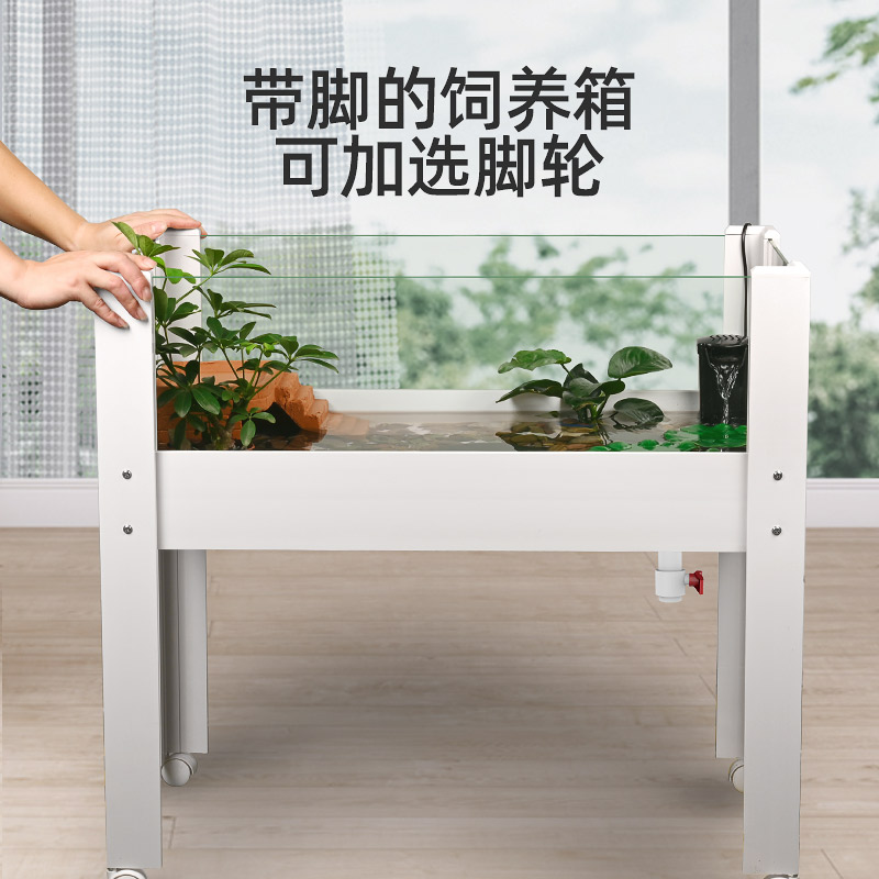 乌龟饲养缸带晒台爬台大型家用y养乌龟专用生态造景饲养箱底部排