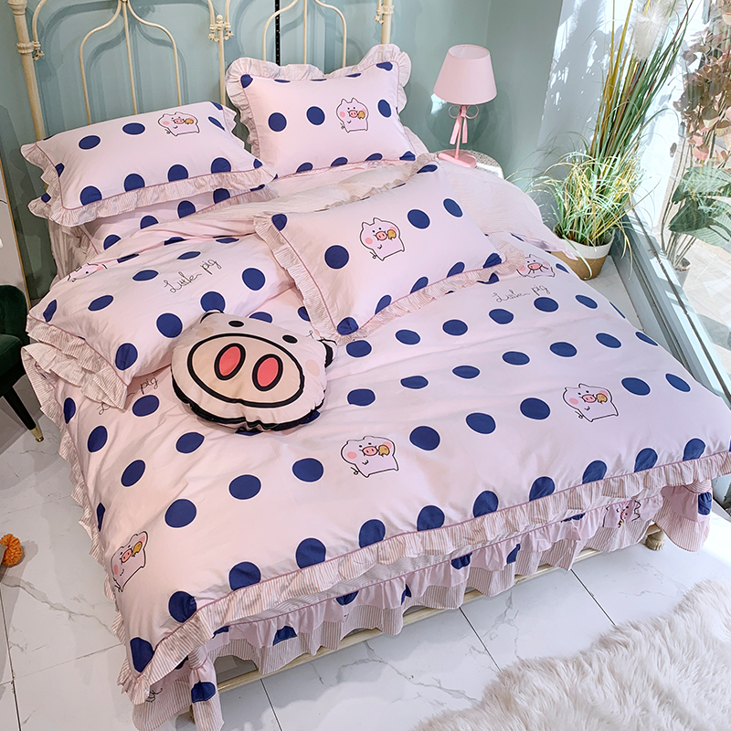 波点欧式全棉100四件套新款春秋床单公主风R北欧网红床上用品