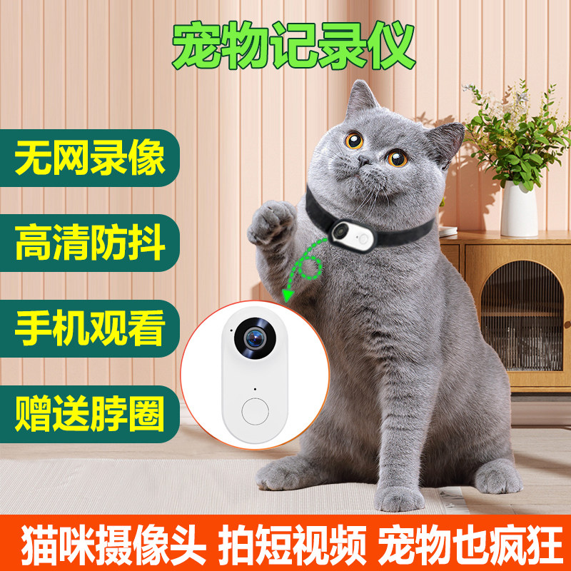 宠物记录仪猫狗视角运动相机防抖录E音录像动物项圈挂脖摄像摄影