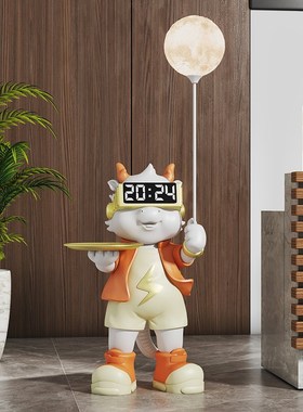 家居轻奢卡通客厅k大型落地摆件电视柜床头沙发旁装饰灯闹钟置物