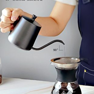 手冲咖啡壶细口壶特氟龙1.0mm加厚带盖长嘴注水壶 304不锈钢挂耳式