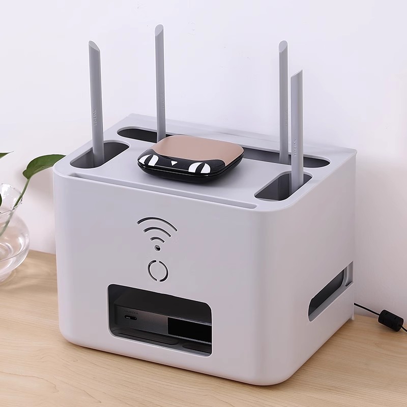 wifi无线路由器置物架电源电视插座插排遮挡插线板光猫收纳盒
