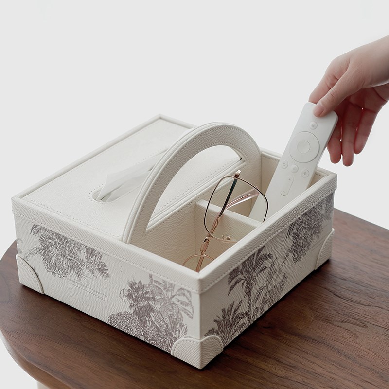 高档轻奢抽纸盒客厅茶几床头柜P皮遥控器收纳盒桌面多功能纸巾盒