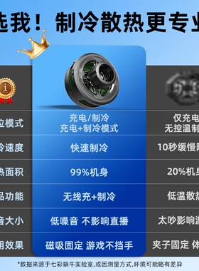 WOEW七彩蜗牛手机散热器磁吸无线快充电式半导体制冷主播直播专用