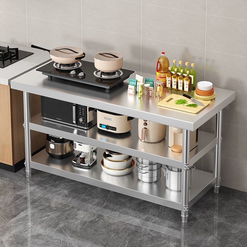 厨房不锈钢工作台双层商用操作台打荷台切菜置物台多层落地灶台23