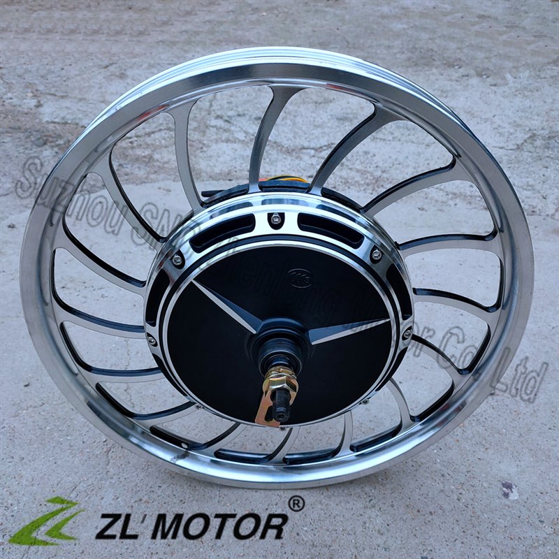 20寸一体轮电动车改装2000ww电机 48V72v96V大功率改装涨刹电机