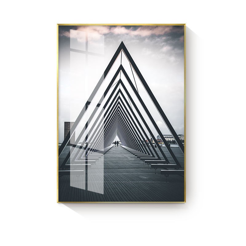 现代简约黑白建筑装饰画客厅几何建筑挂画酒店Q玄关墙画办公室壁图片