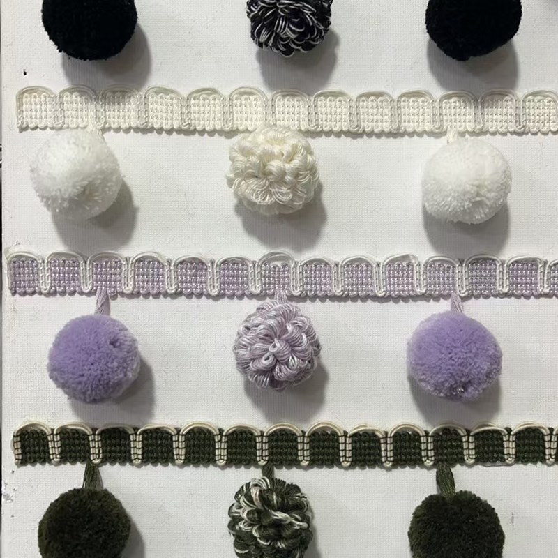 窗帘花边辅料复古l沙发抱枕高端居家布艺棉质多色毛球软配饰