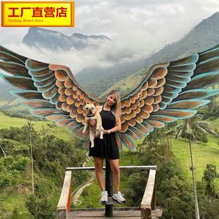 景区打卡拍照摄影道具园林摆件网红翅膀鸟巢同款 天使之翼创意秋千