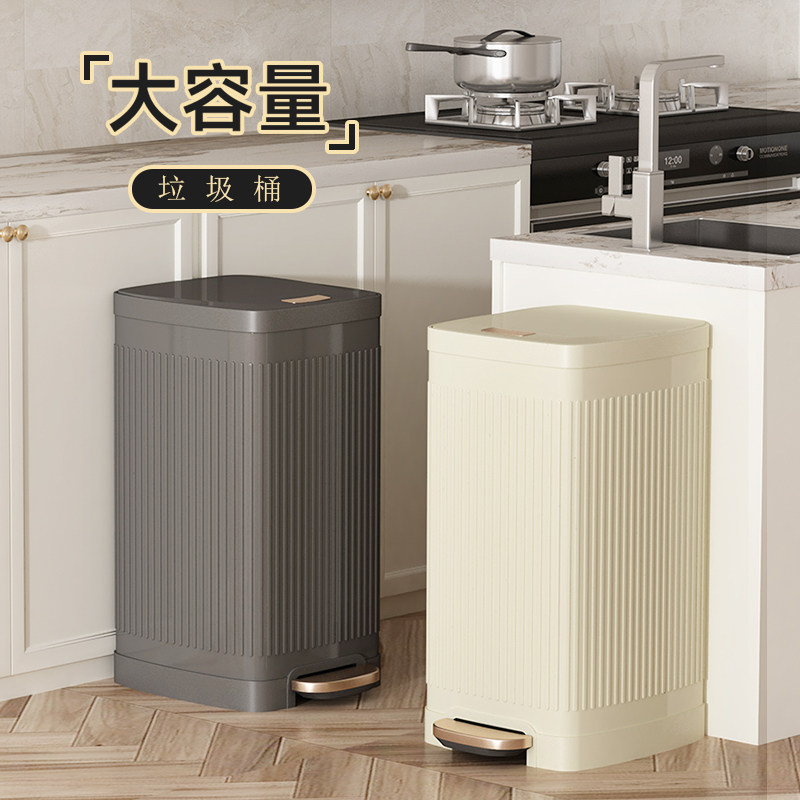 厨房不锈钢脚踏式垃圾桶大号202B2新款简约时尚家用客厅收纳带盖