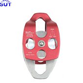 SUT铝合金户外攀岩救援装 横渡滑轮 备固定侧板双滑轮绳索吊装