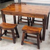 碳化防腐桌椅小吃店烧烤面馆小户型实木快餐桌阳台桌椅套件 包邮