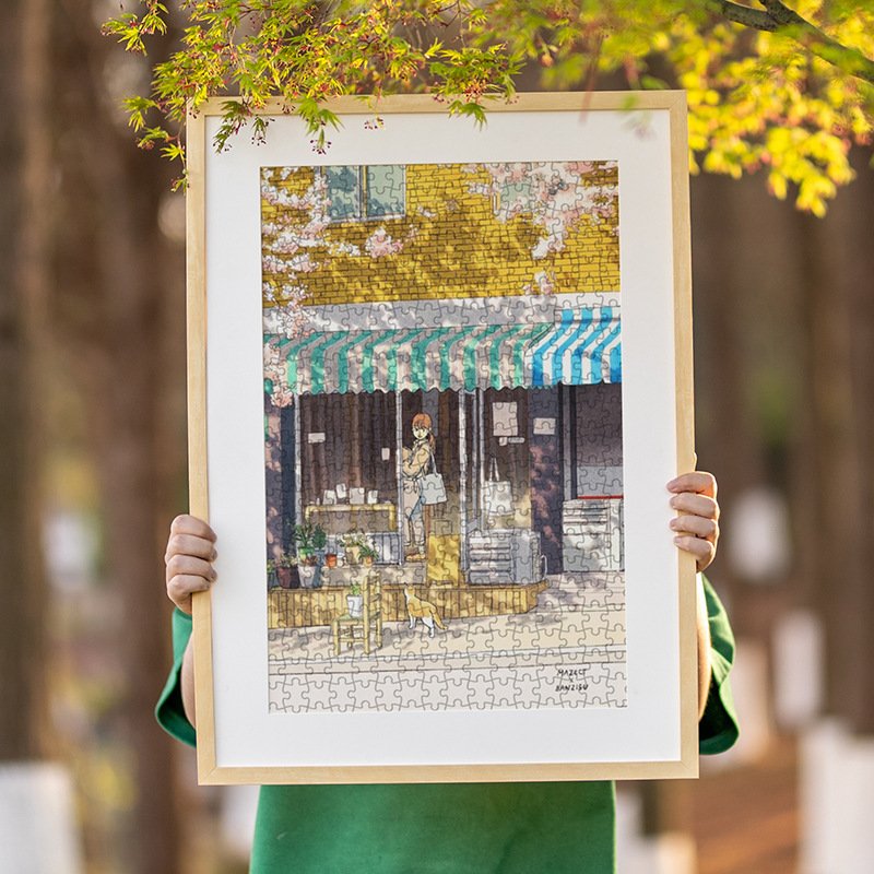 实木拼图立体32寸相框挂墙1000片2000大框架70cm×50裱框定 做90