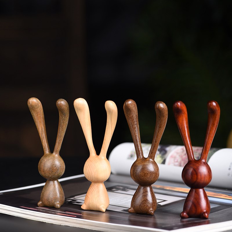 玄同绿檀紫檀木长耳兔按t摩梳手把件按摩头部经络长发头皮家用按