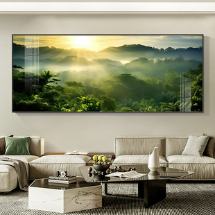 背景墙现代风景画沙发简约画森林卧室挂画日出客厅装饰画床头东方