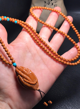 新款橄榄核小圆珠项链高档玉器件蜜蜡吊坠挂绳手工文玩男女毛衣链