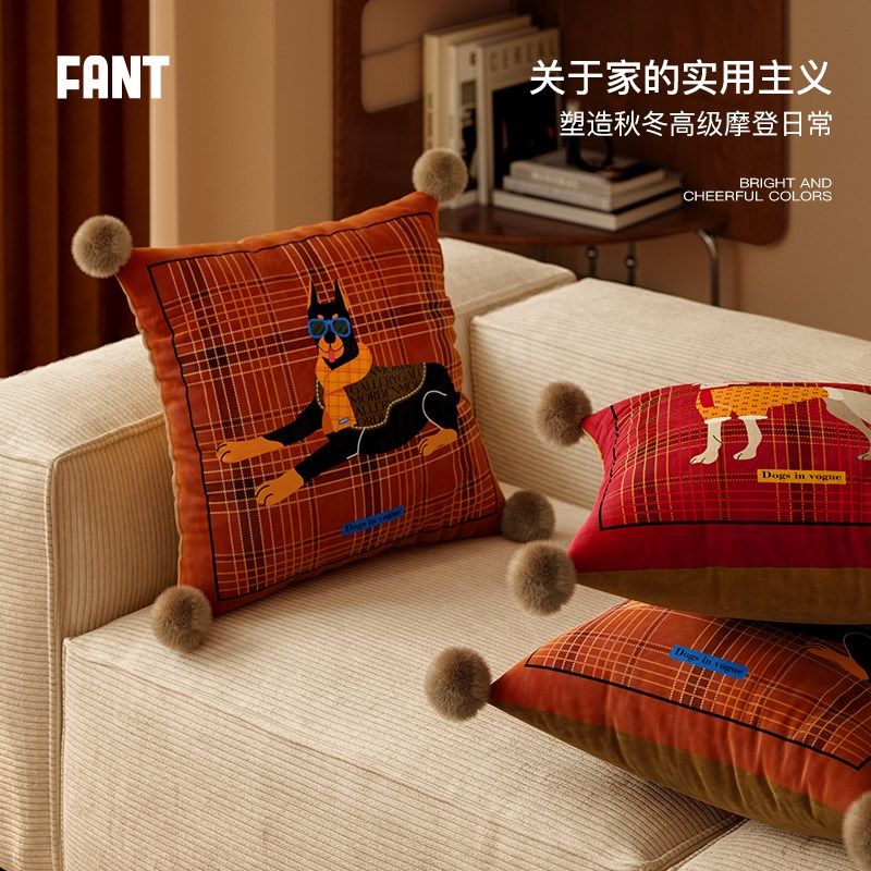 克利弗中古风圣诞新年客厅沙发抱枕轻奢2024新款高级感靠垫枕芯套