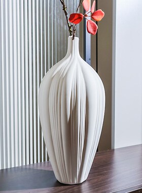 玄关柜大号高款陶瓷花瓶红色植物客厅电视柜开放格装饰品高级