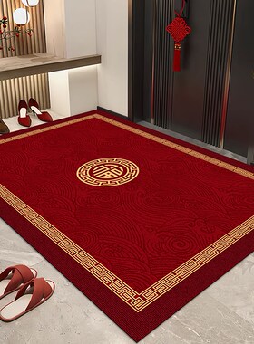入户门地垫红色喜庆进门门口脚垫高端防滑耐脏玄关地毯门外蹭脚垫