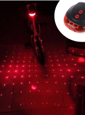 圆形自行车灯激光尾灯红色平行线自行车灯安全警示灯山地车户外