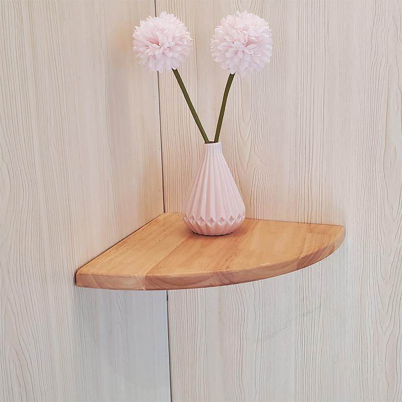 扇形隔板墙上壁挂转角置物架实木化妆室厕所粘墙免打孔收纳层架包