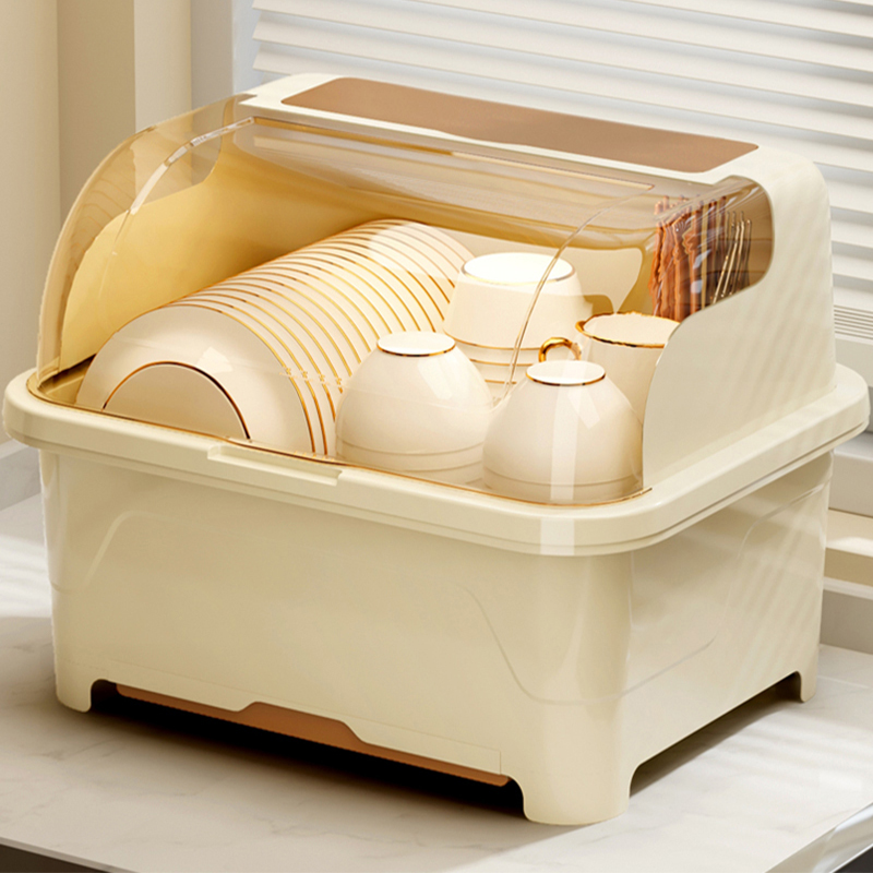 厨房沥水碗碟箱i带盖装碗柜家用餐具置物架子小型放碗架碗筷收纳