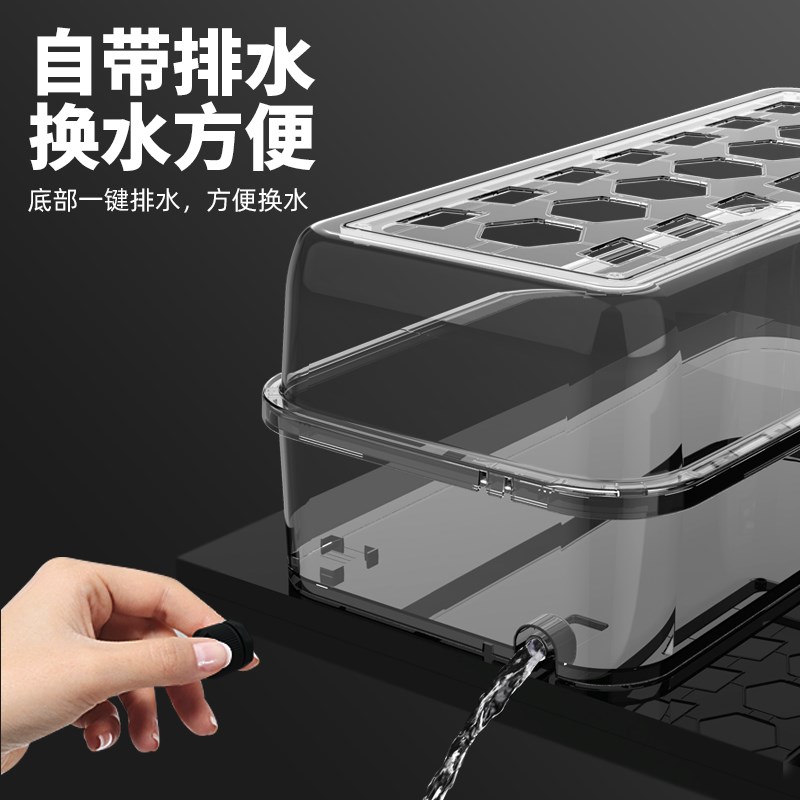 乌龟缸带晒台爬梯生o态饲养缸造景绿植别墅家用养龟饲养箱暖房