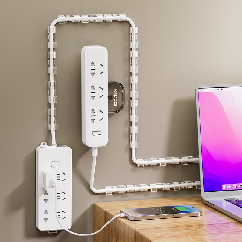 桌面理线器电线固定器免打孔线卡扣子F充电线收纳线路走线整理神