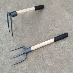 锻打叉子家用铁耙子三股钢叉农用挠钩铁叉翻地松土赶海挖野菜神器