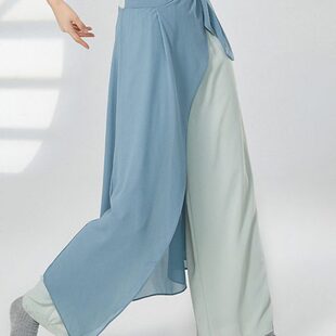 醉舞者共妍中国风民族古典舞蹈雪纺飘带假两件纱裙阔腿裤 子练功服