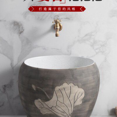 宾克斯中式复古阳台拖把池家用落地式侧排水陶瓷洗拖布池墩布池
