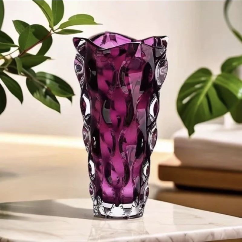 【新年限定】高档花瓶摆件z客厅插花轻奢水晶玻璃瓶18cm