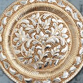 铝挂盘纯手工雕花精美挂墙盘子纯铝巴基斯坦进口家具装 饰品工艺品