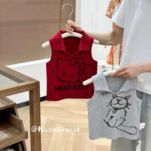 夏季女童纯棉短袖背心薄款洋气