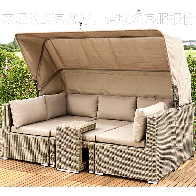 户外沙发带蓬民厅躺床藤椅休闲宿庭院藤酒店咖611啡露台沙发组合,住宅家具,户外沙发,淘宝优惠券,粉丝福利购,淘宝优惠卷