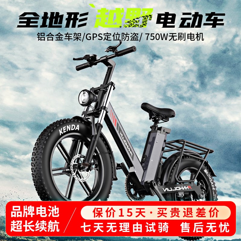 电动自行车电瓶助力n男女成人全地形越野沙滩车20寸机械变速山地