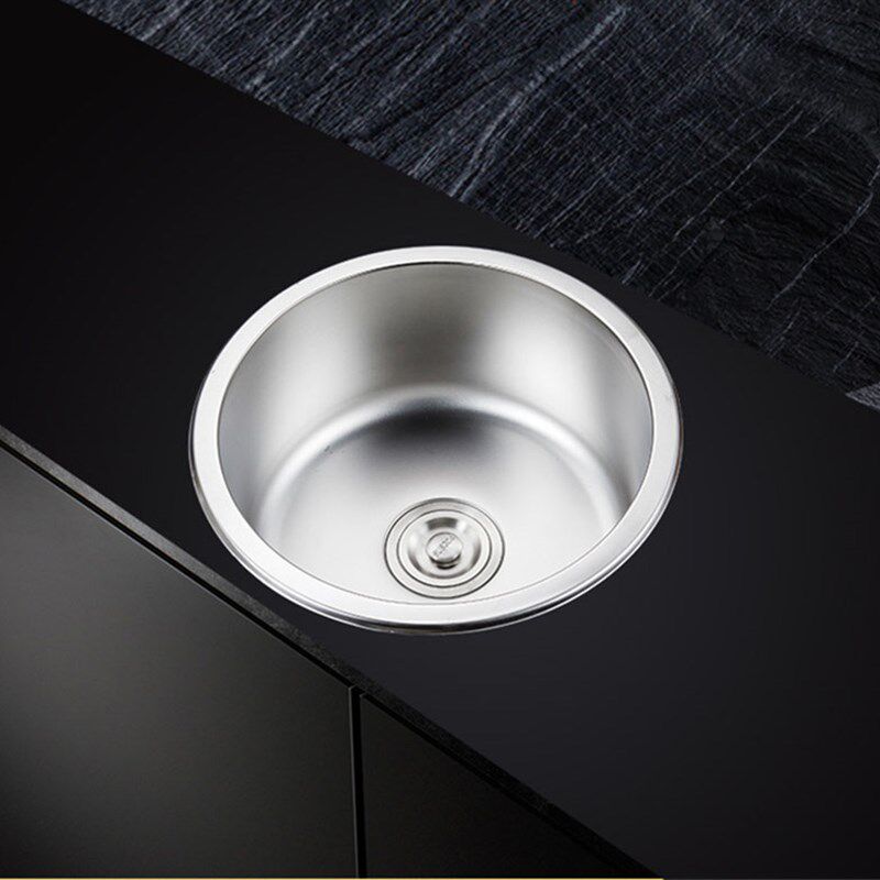 厨房吧台水槽小号圆形单槽SUS304不锈钢加厚拉丝洗菜盆阳台圆单盆