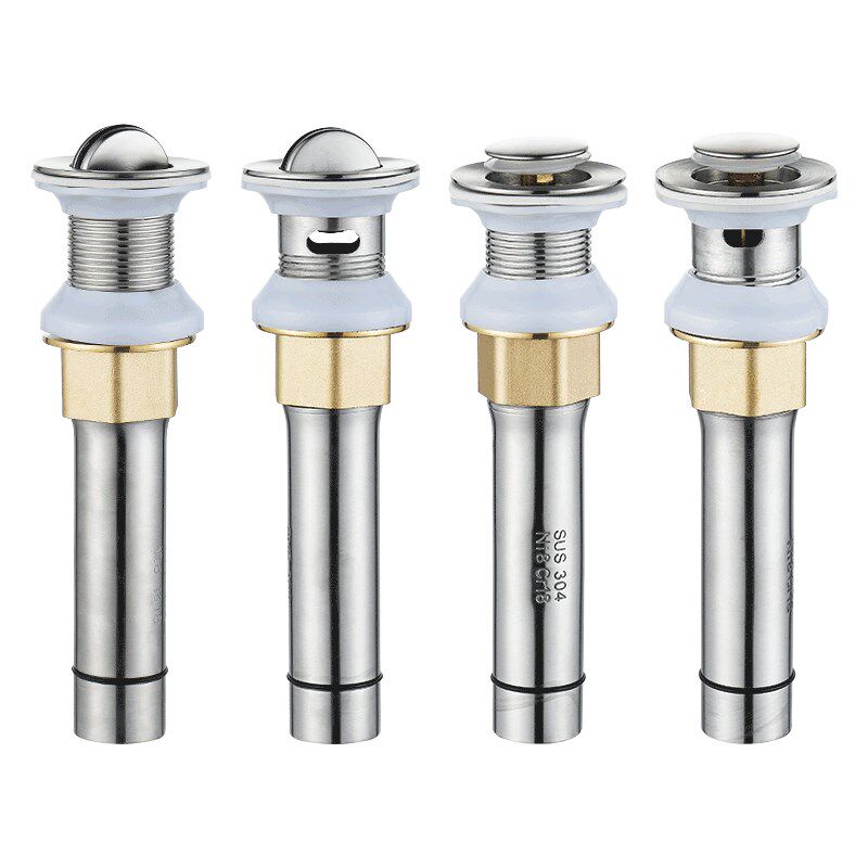 面盆下水器下水管加厚不锈钢手洗脸盆台盆配件翻板弹跳防臭排水管