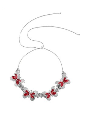 欧美跨境饰品 简约镶钻古巴链条项饰 个性气质画油蝴蝶调节项链女