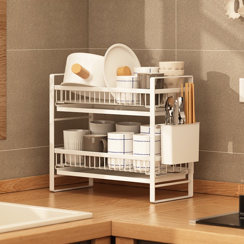 水杯架晾放玻璃杯k子双层沥水带托盘家用收纳置物架放茶杯水壶架