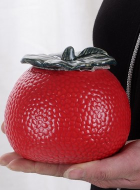 大吉大利桔子荔枝陶瓷茶叶罐乔迁客厅玄关酒柜桌面装饰品创意摆件