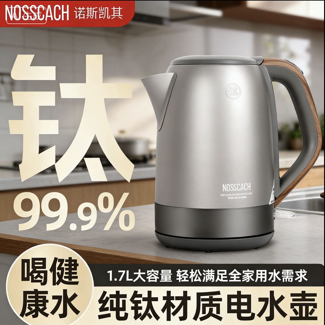 诺斯凯其纯钛电热烧水壶泡茶专用2026新款家用茶台全纯煮水壶一体