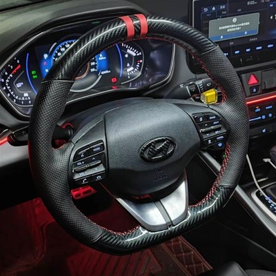 北京现代菲斯塔方向盘套真皮手缝领动名图菲斯塔四季通用汽车把套