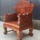 中式 实木麒麟宝座北方老榆木仿古雕花豪华老板椅禅椅打坐椅大班椅