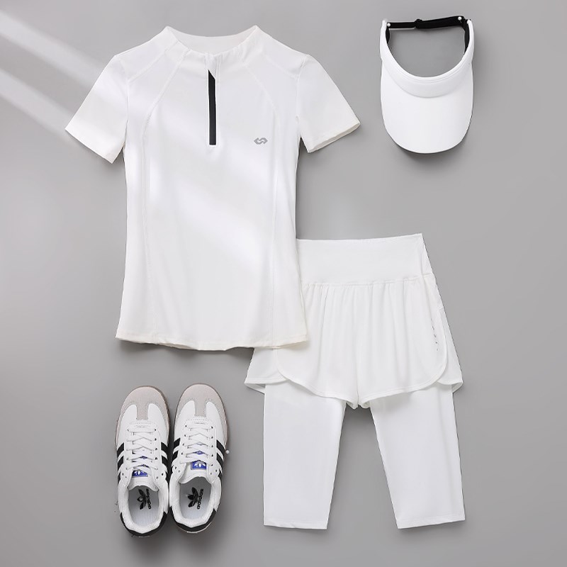 骑行服女公路自行车夏季新款五分裤速干短袖跑步健身显瘦运动套装