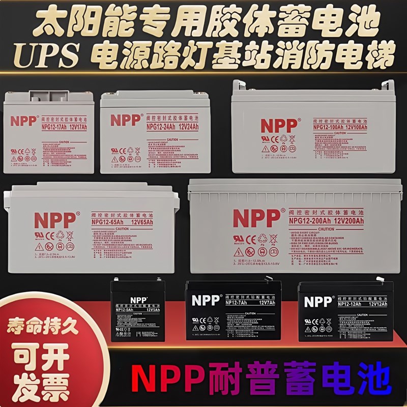 PP耐普蓄电池PG100-12V65A17A248A太阳能PS胶体储能电瓶