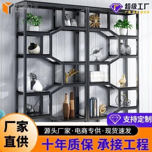 北欧铁艺置物架轻奢现代办公室书房客厅落地展示架多层创意隔断架
