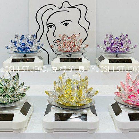 水晶玻璃莲花摆件 眼镜道具 橱窗柜台装饰摆件眼镜柜台创意装饰品