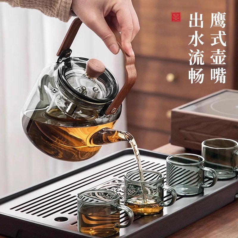 煮茶壶2024新款泡茶家用耐高温电陶炉围炉蒸煮提梁单壶玻璃烧水壶