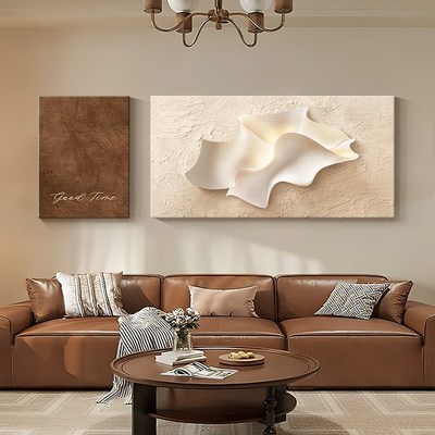 中古风高级感客厅装饰画立体肌理感沙发背景墙挂画新款抽象组合画
